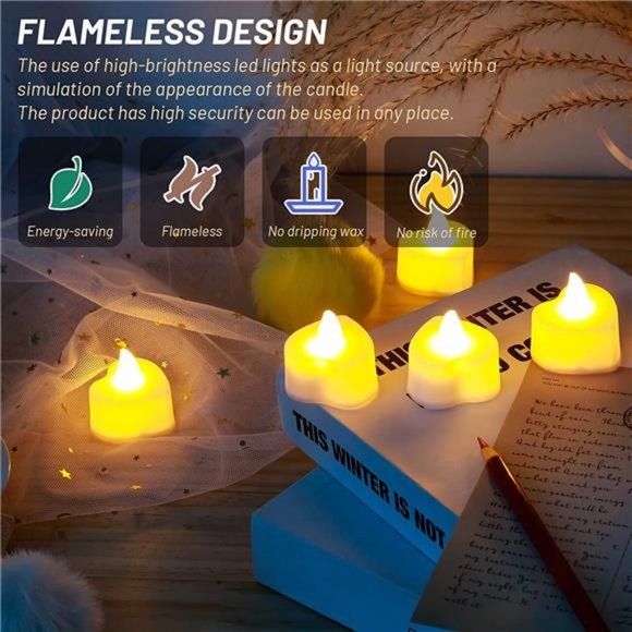 2000 Pieces Artificial Rose Petals with 24 Pieces LED Tea Lights Candles - Picture 4 of 7